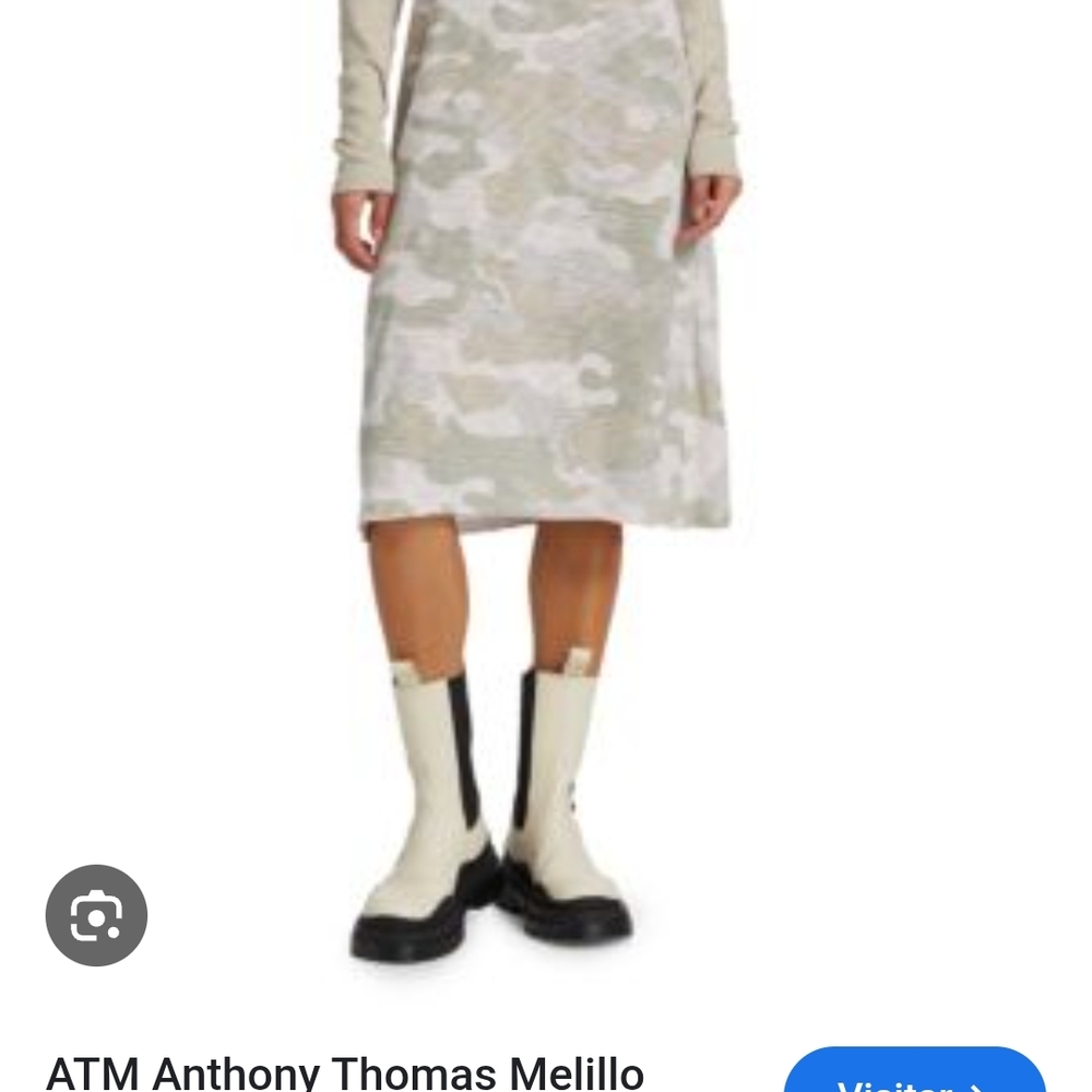 ATM Anthony Thomas Melillo Cream Gray Midi Pencil Skirt - Picture 11 of 11